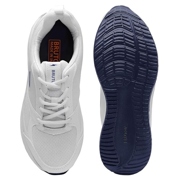BRUTON EVA Lite Sports Running,Walking & Gym, School Shoes Lightweight Extra Jump Casual Sneaker Lace-Up Shoes for Men's & Boy's - White - Image 2