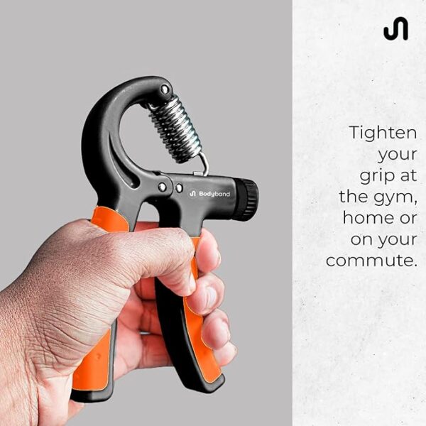 Bodyband Hand Grip Workout Strengthener, Adjustable Hand Gripper for Men & Women for Gym Workout Hand Exercise Equipment to Use in Home for Forearm Exercise, Finger Power Gripper Plastic 40 Kg Black-Orange - Image 3